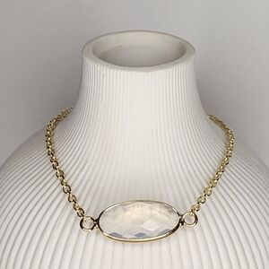 Gold-Tone Faceted Opal Oval Link Bracelet